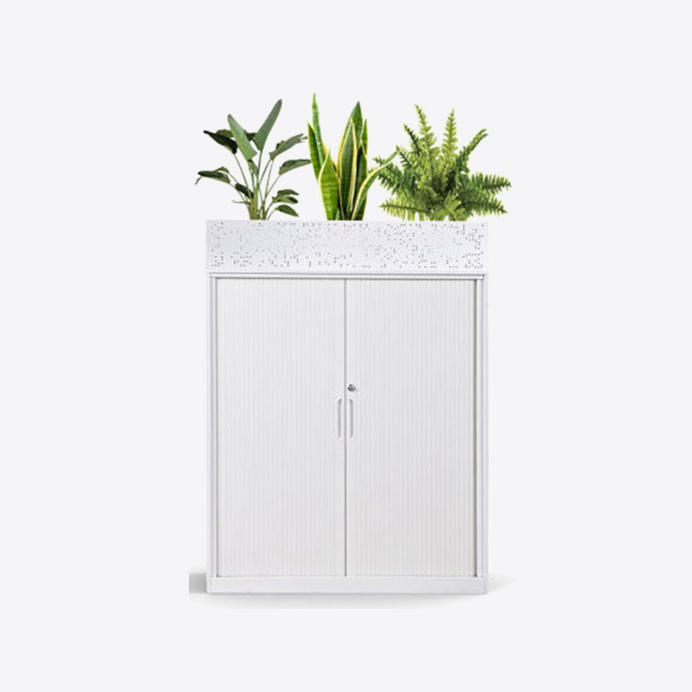 Tambour Door Cabinet with Planters - Image 2