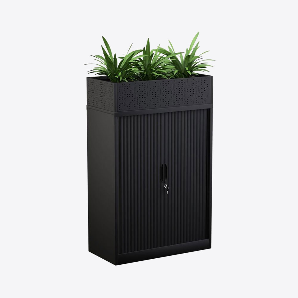 Tambour Door Cabinet with Planters